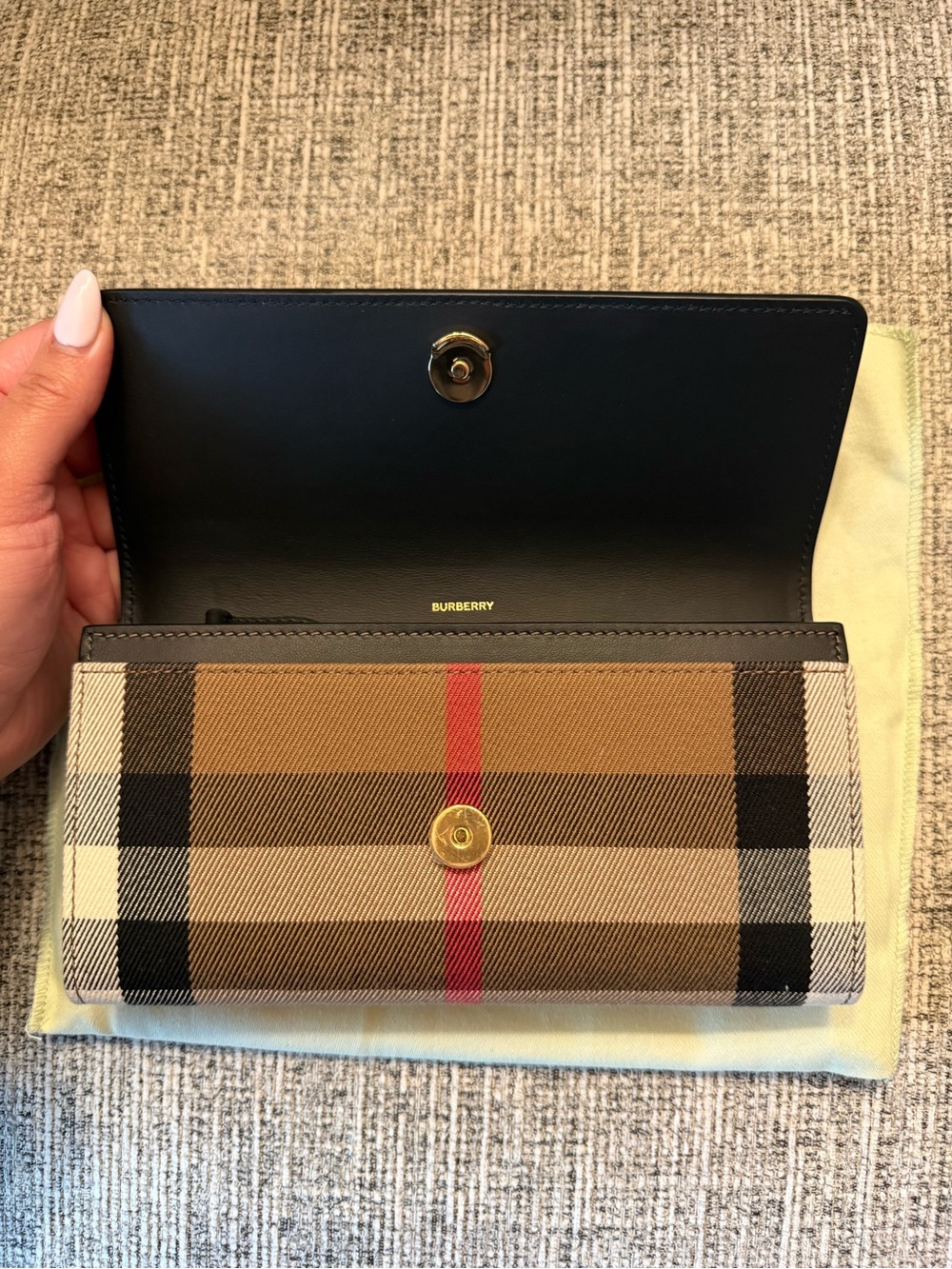 Burberry Black Leather Continental Wallet with Vintage Check & Red Stripe - Picture 6 of 8